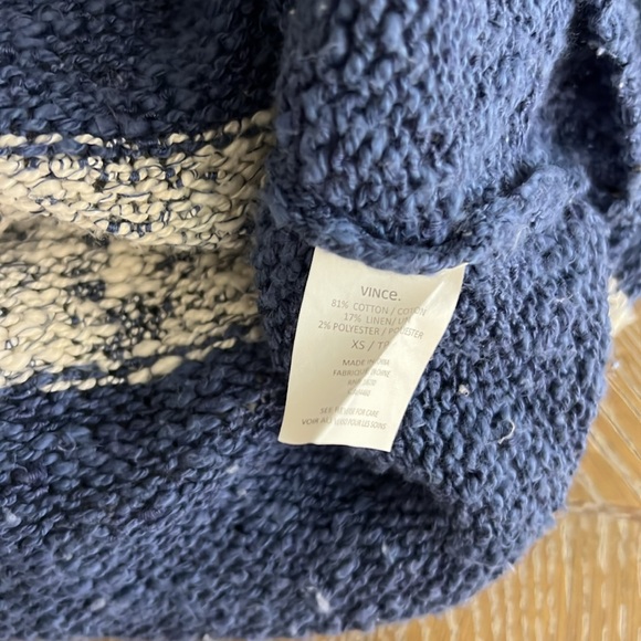 VINCE MARBLED Blue COLORBLOCK ROUNDNECK LONG SLEEVE SWEATER XS - Picture 8 of 8